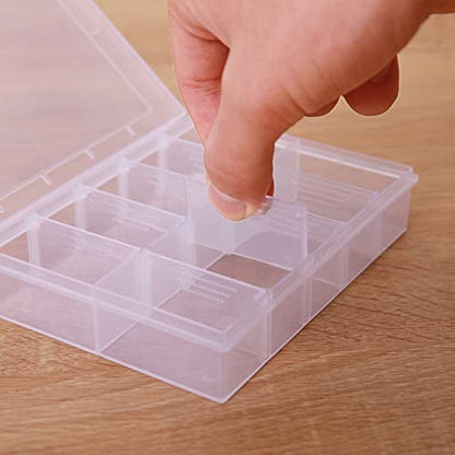 AKOAK 24 Grids Clear Plastic Organizer Box with Adjustable Dividers, Craft Storage Bead Organizer Box for Nail Accessories, Fishing Gear, Art DIY Crafts, Beads -Pack of 1