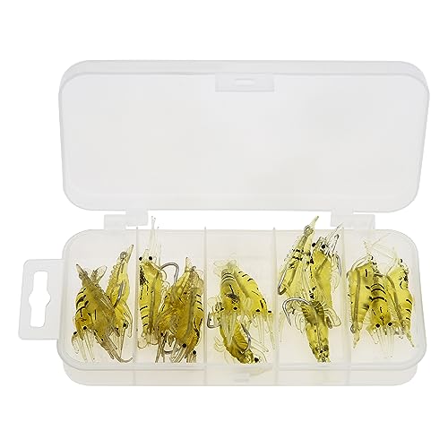 15pcs Shrimp Bait Hooks, Soft Prawn Fishing Lures Simulation Lure for Trout Bass Salmon
