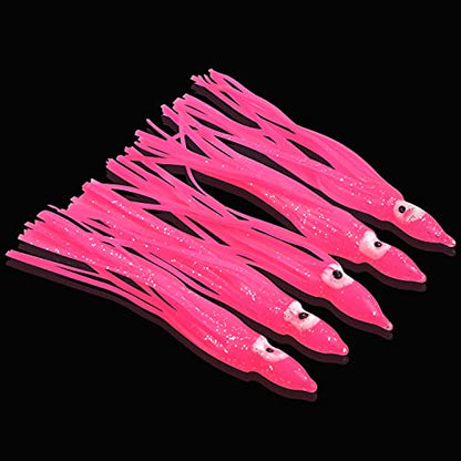 Fishing Squid Skirts Lures Octopus Skirts Trolling Lures Soft Plastic Fishing Tackle Squid Bait for Saltwater Bass Salmon Trout - color: Pink, size: 3.54in - 30pcs