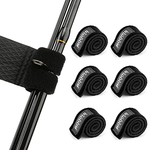 Booms Fishing RS3 Fishing Rod Wrap Pole Straps， Hook & Loop Fishing Rod Belts, Fishing Rod Ties for Casting Rods, Spinning Rods and Fly Rods - style: A: Black_9.6"_6pack