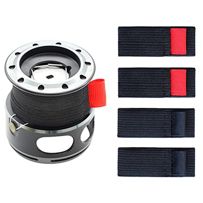 4-Pack Elastic Nylon Fishing Reel Spool Strap, Adjustable Line Protector Band for Tackle Storage, S/M/L/XL Sizes, Black - size: LL