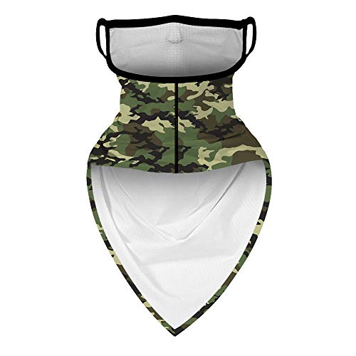 YAYOUREL Neck Gaiter Face Mask Bandanas for Men Women UV Face Scarf Cover Ear Loop Hole Facemask for Fishing Running Cycling - color: Green Black
