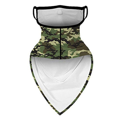 YAYOUREL Neck Gaiter Face Mask Bandanas for Men Women UV Face Scarf Cover Ear Loop Hole Facemask for Fishing Running Cycling - color: Green Black