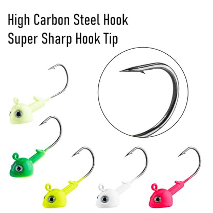 Dr.Fish 10 Pack Walleye Jig Heads Flat Bottom Freshwater Fishing Jigs Walleye Hook Stand Up Lures Swimbait Freshwater Bass - color: Chartreuse, size: 3/16oz-Hook #1/0
