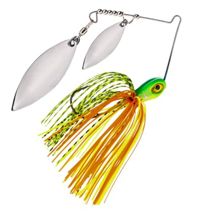 Reaction Tackle Spinner Bait, Compact Profile Fishing Lure with Flash and Vibration for Bass, Trout, Pike, Salmon and Walleye (3-Pack) - color: Hot Tiger, size: 1/2 Oz