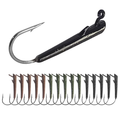 Eupheng 15PCS Ozark Rig Weedless Jig Heads, Hover-Style Texas Rig Alternative Hooks for Saltwater & Freshwater 1/8oz 3/16oz 1/4oz 3/8oz - size: 3/8oz(10g)-15PCS