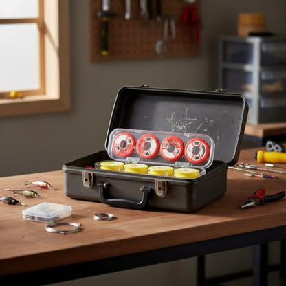 Red Silicone Fishing Line Spool Organizer, Metal Tackle Box Insert for Secure Storage, 8.27 x 2.36 x 0.98 Inches