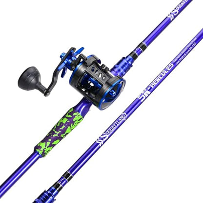 Sougayilang Inshore Saltwater Fishing Rods Combo, 7-Foot Spinning Rods and Casting Rods with Spinning/Trolling Reel - style: 7'0"casting Rod With Left Handed Reel