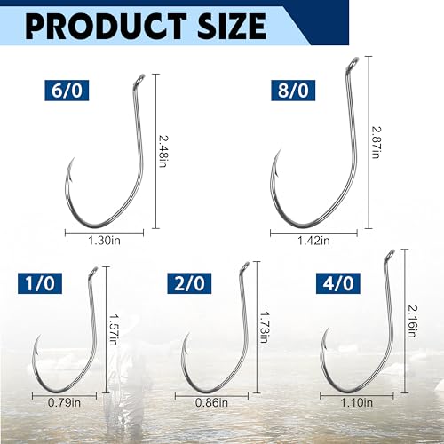 Catfish Hooks Big River Bait Hooks, 80pcs Live Cut Bait Fishing Hook Beak Offset Octopus Trotline Hook Catfishing Tackle Gear for Saltwater Freshwater Fishing - size: 4#-80pcs