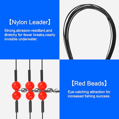Fishing Leaders Saltwater Tackle Rig Surf Fishing Rigs with Swivel Snaps High Strength Wire Leader Bottom Rigs Fishing Gear Equipment for Lures Bait Hooks - color: Black Stainless Steel, style: 2 Arms-12pcs