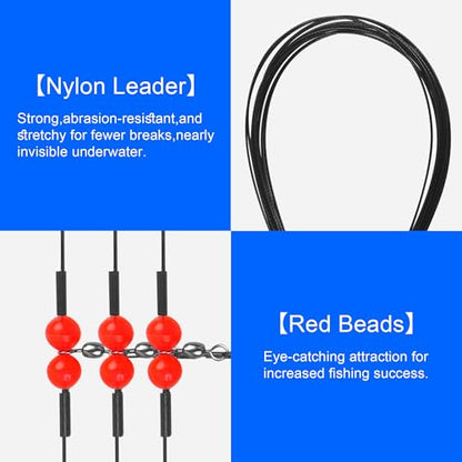 Fishing Leaders Saltwater Tackle Rig Surf Fishing Rigs with Swivel Snaps High Strength Wire Leader Bottom Rigs Fishing Gear Equipment for Lures Bait Hooks - color: Black Stainless Steel, style: 2 Arms-12pcs