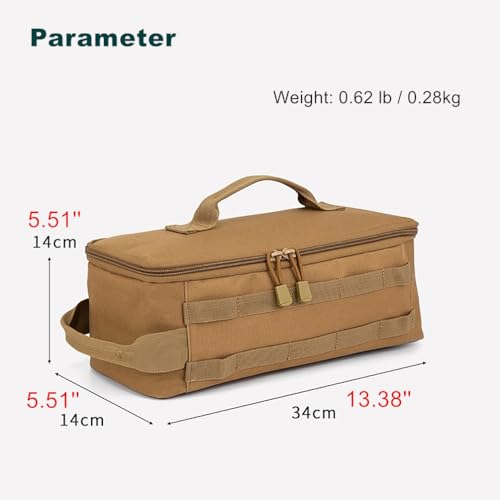 Fishing Tackle Bag Outdoor Camping Cookware Tool Bag Portable Large Capacity Tote Storage Bag Picnic Tactical Soft Case (Tan(13.38''L x 5.51''W x 5.51''H)) - color: Tan(13.38''L x 5.51''W x 5.51''H)