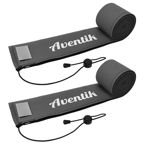 Aventik Lightproof Neoprene Rod Sleeve – Protective Fishing Rod Sock Cover with Hanging Loop & Adjustable Lanyard for Casting, Spinning & Trolling Rods - color: 2xGrey, size: Length: 52''/1.32m