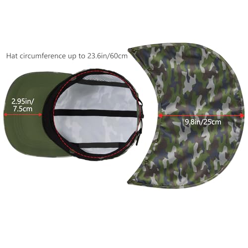 BASSDASH UPF 50+ Foldable Fishing Hat Baseball Cap with Removable Neck Flap Portable for Men Women Golf Hiking - color: Army Green Camo With Unfoldable Brim