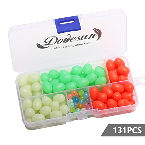 Dovesun Soft Rubber Fishing Beads Fishing Bait Eggs Accessories 7 Colors with Tackle-Box 0.23in(600pcs), 0.31in(250pcs), 0.39in(120pcs) - color: Oval-10*15-131pcs