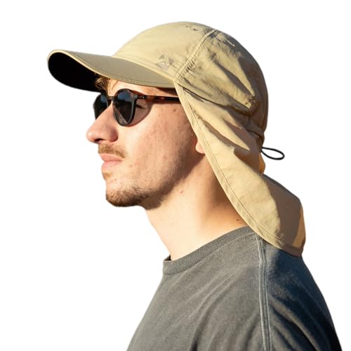 TOP-EX L/XL/XXL UV50+ Waterproof Neck Flap Baseball Sun Cap - color: Khaki, size: XX-Large