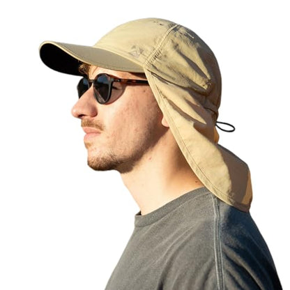 TOP-EX L/XL/XXL UV50+ Waterproof Neck Flap Baseball Sun Cap - color: Khaki, size: XX-Large