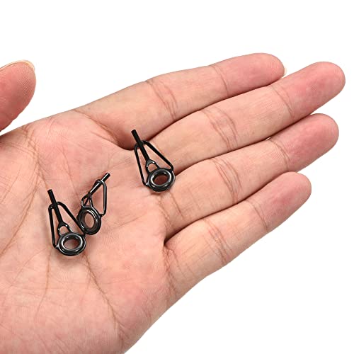 PATIKIL Tube Dia Fishing Rod Tips Repair Kit, Stainless Steel Black Guide Ring for Fishing - size: 1.4mm