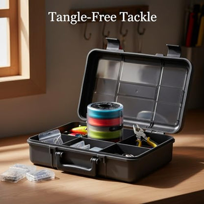 Silicone Fishing Line Spool Holder, Compact Tackle Storage Box for Braided & Mono Lines, Prevents Tangling, 4.6 Inch Case (1 Pack)