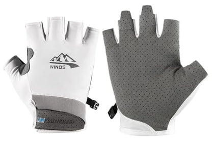 SUJAYU UV Protection Gloves - Women & Men's Fingerless Driving, Fishing & Sailing Gloves with UV & Sun Protection - color: White, size: Large