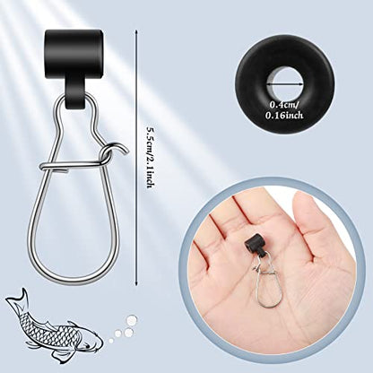Sumind 50 Pieces Fishing Line Sinker Slides with Duo Lock Fishing Clips with Hooked Sinker Line Connector Tackle - color: Black, size: 4.3 cm/1.69 inch