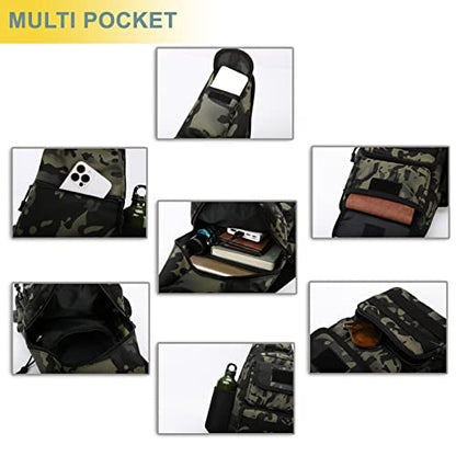 Tactical Shoulder Bag - 1000D Molle Military Backpack Outdoor Daypack Chest Pack (Blue) - color: Blue