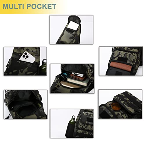 Tactical Shoulder Bag - 1000D Molle Military Backpack Outdoor Daypack Chest Pack (Black) - color: Black