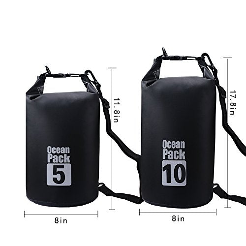 Dry Sack/Floating Waterproof Bag 2L/5L/10L/20L/30L for Boating, Kayaking, Hiking, Snowboarding, Camping, Rafting, Fishing and Backpacking - color: Black, size: 10L