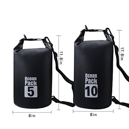 Dry Sack/Floating Waterproof Bag 2L/5L/10L/20L/30L for Boating, Kayaking, Hiking, Snowboarding, Camping, Rafting, Fishing and Backpacking - color: Black, size: 10L
