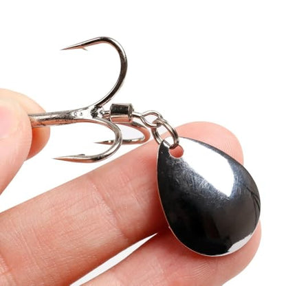 10pcs 2 Colors Bladed Treble Hook with Willow Colorado Blade Replacement Fishing Hook Spinner Blade Bass Pike Walleye Trout Saltwater - size: 2# 10pcs