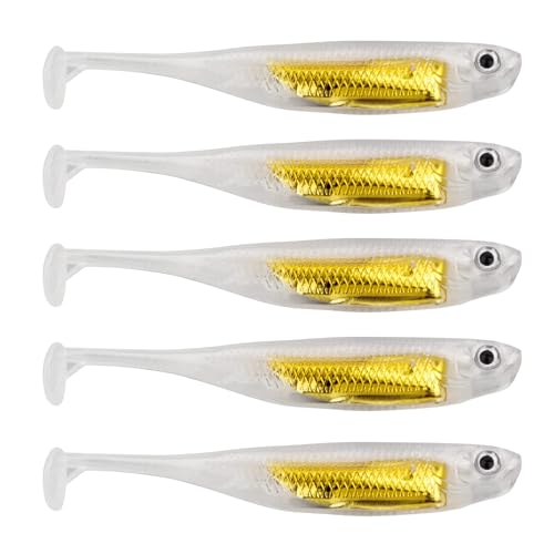QualyQualy Soft Plastic Swimbait Paddle Tail Shad Lure Soft Bass Shad Bait Minnow Paddle Tail Swim Bait for Bass Trout Walleye Crappie - 2.75in, 3.14in, 3.94in, 5in - color: 14#, size: 2.75in - 6Pcs