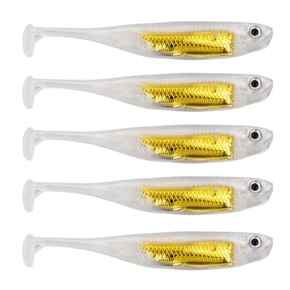QualyQualy Soft Plastic Swimbait Paddle Tail Shad Lure Soft Bass Shad Bait Minnow Paddle Tail Swim Bait for Bass Trout Walleye Crappie - 2.75in, 3.14in, 3.94in, 5in - color: 14#, size: 2.75in - 6Pcs