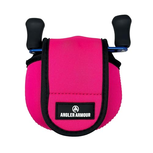 Angler Armour Baitcast Reel Cover | Baitcaster Sleeve | Fishing Reel Pouch | Low Profile Baitcasting Reel Protector | Neoprene Reel Case | 50 100 200 Series Baitcast Covers - color: Neon Pink