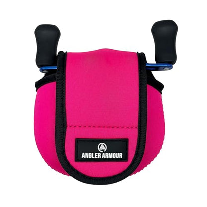 Angler Armour Baitcast Reel Cover | Baitcaster Sleeve | Fishing Reel Pouch | Low Profile Baitcasting Reel Protector | Neoprene Reel Case | 50 100 200 Series Baitcast Covers - color: Neon Pink