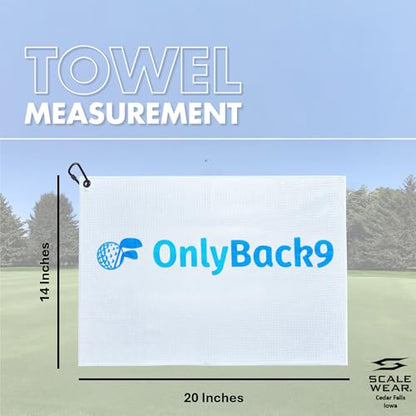 OnlyGolf Funny Microfiber Golf Towel – Large 14" x 20" Clip for Golf Bags Clubs Balls Perfect Golf Gag Gift Enthusiasts Waffle Men Premium Carabiner (White OnlyBack9) - color: White Onlyback9