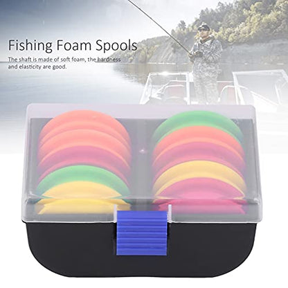 VBESTLIFE Box of 10pcs Fishing Foam Spools, Mix Color Line Storage Foam Spools Fishing Winding Board Fishing Tackle