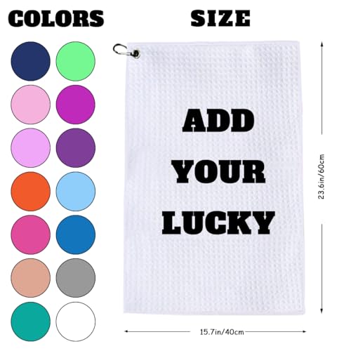 Customized Golf Towels,Personalized Custom 16"x24" Towel Waffle Pattern Carabiner Clip,Photo/Picture/Text/Name/Logo Printed & 2 Sides Customizable,Durable Quality Absorbent Quick Dry,Bulk 1,50 Pcs - size: 15.7-inch x 23.6-inch