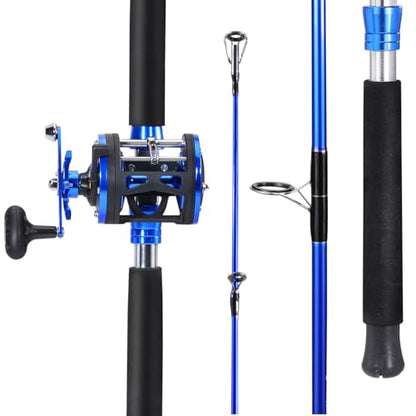 Sougayilang Fishing Rod Combo, 2-Piece Trolling Fishing Reel Combo with 3.8:1 Gear Ratio & 3+1 Bearings, Aluminum Reel Seat for Saltwater/Big Game Fish - color: LDT40-left Handed