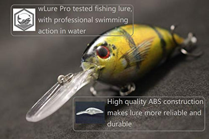 Minnow Crankbait for Bass Fishing Bass Lure Jerkbait Fishing Lures and Tackle Box - color: HC55KB
