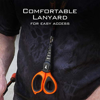 KastKing Fishing Line Scissors, Braided Line Cutters, w/Sheath, Super Sharp 3CR13 Japanese Stainless Steel Blades, Non-Slip TPR Handles, Includes Lanyard - style: B: 5.5" Braid Scissors