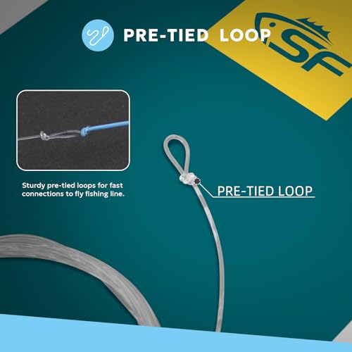 SF Pre-Tied Loop Fly Fishing Tapered Leader Nylon Clear Trout Freshwater Saltwater Bonefish Permit Bass Salmon Steelhead 7.5FT 9FT 10FT 12FT 15FT 0X 1X 2X 3X 4X 5X 6X 7X - size: 10FT-8LB, style: Saltwater Knotted 3-pack