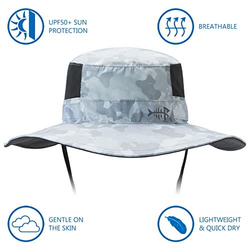 BASSDASH UPF 50+ Sun Fishing Hat Water Resistant with Detachable Neck Flap - color: Light Grey Camo