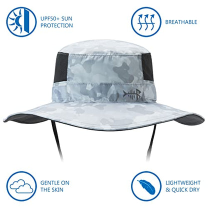 BASSDASH UPF 50+ Sun Fishing Hat Water Resistant with Detachable Neck Flap - color: Light Grey Camo