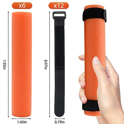 6 Pack Fishing Rod Floats for Kayaking Floaters Poles Propel Paddle Gear Foam Rod Floaties for Boats and Kayaks - color: Orange