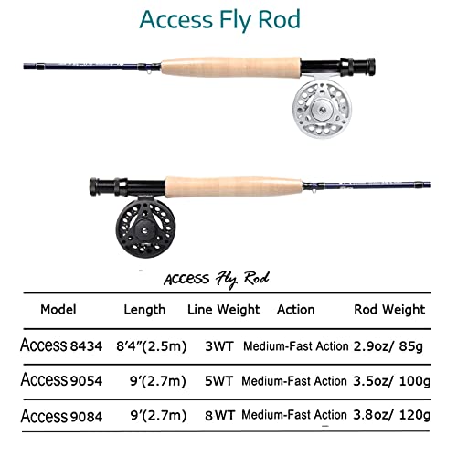 Fly Fishing Rod and Reel Combo - 3/5/8 WT Starter Kit with 4-Piece Fly Rod - color: Fly fishing kit 7-8WT Black Reel