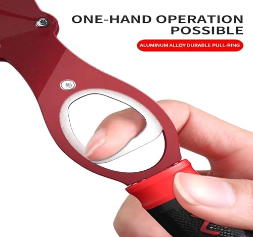 Fish Lip Gripper with Scale, Fish Control Tool Fish Grabber, Stainless Steel Fishing Pliers with Non-Slip Handle, Portable Fish Holder Tool for Saltwater Freshwater Fishing - color: Red