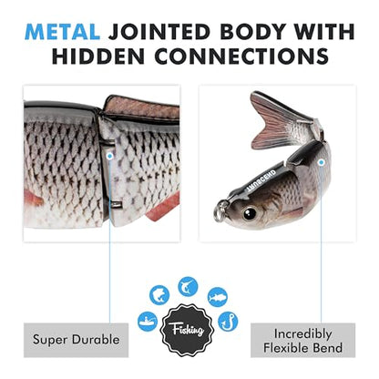 TRUSCEND Swimmax Easy Catch Fishing Lures with BKK Hooks, Wiggling, Vibrating, Rattling and Gurgling for More Bite, Heavy-Duty Dyneema Fiber Jointed Swimbaits for Bass, Trout, Walleye, Crappie, Pike - color: D1-3.5"-0.5oz