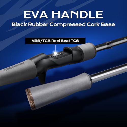 HANDING Pioneer Fishing Rod 2-Piece Baitcaster Rod & Spinning Rod | Ideal for Bass Trout Walleye Freshwater All-Purpose Rod. 24T Carbon Fiber EVA Handle Titanium Oxide Guide Rings - size: 6' - M - Moderate Fast-2pcs