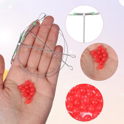 70 Pcs Fishing Beads for Catfish, Bobbers for Fishing Match with Fishing line, 6mm Plastic Luminous Round Soft Bait Egg Lure Rigs Freshwater Saltwater for Fishing Rigs