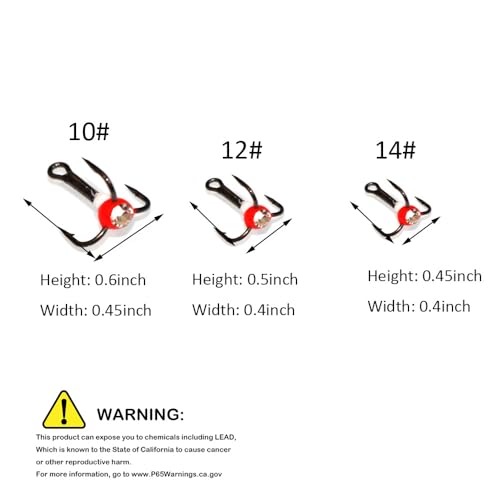 Ice Fishing Jigs with Treble Hooks Lead Jig Hooks Winter Metal Lures - color: Treble hook-15pcs